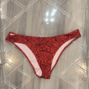Red Snake-Print Women's Bikini Bottom